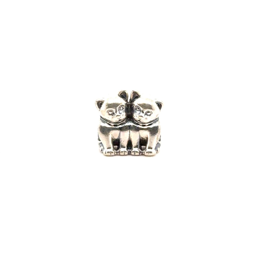Pandora Two Cats Kittens Heart Tails Charm 791129 Sterling Silver S925 ALE